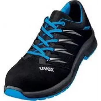 Uvex 69373 zapatos de seguridad unisex S1 P SRC, microvelour, plantilla de acero, puntera composite, negro/azul, talla 43 6937343