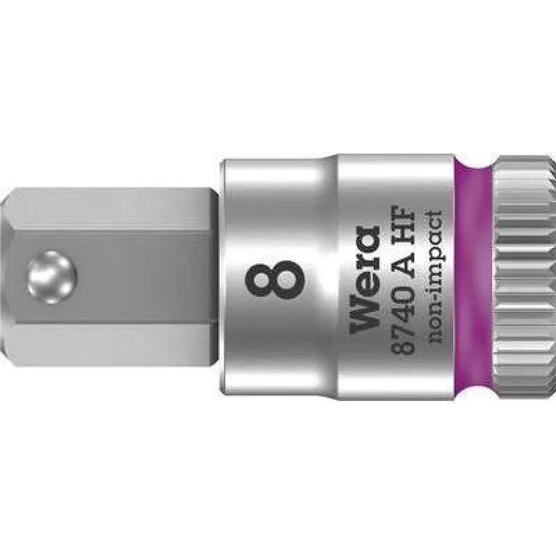 Wera 05003339001 Zyklop llave de vaso hexagonal 3/8 pulgadas 8x28 mm con función de retención