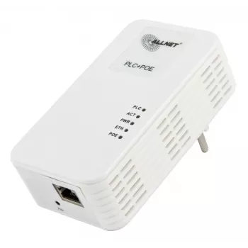 ALLNET ALL1681203-CH Powerline 1200 Mbps Gigabit PoE+ Bridge con toma de corriente integrada