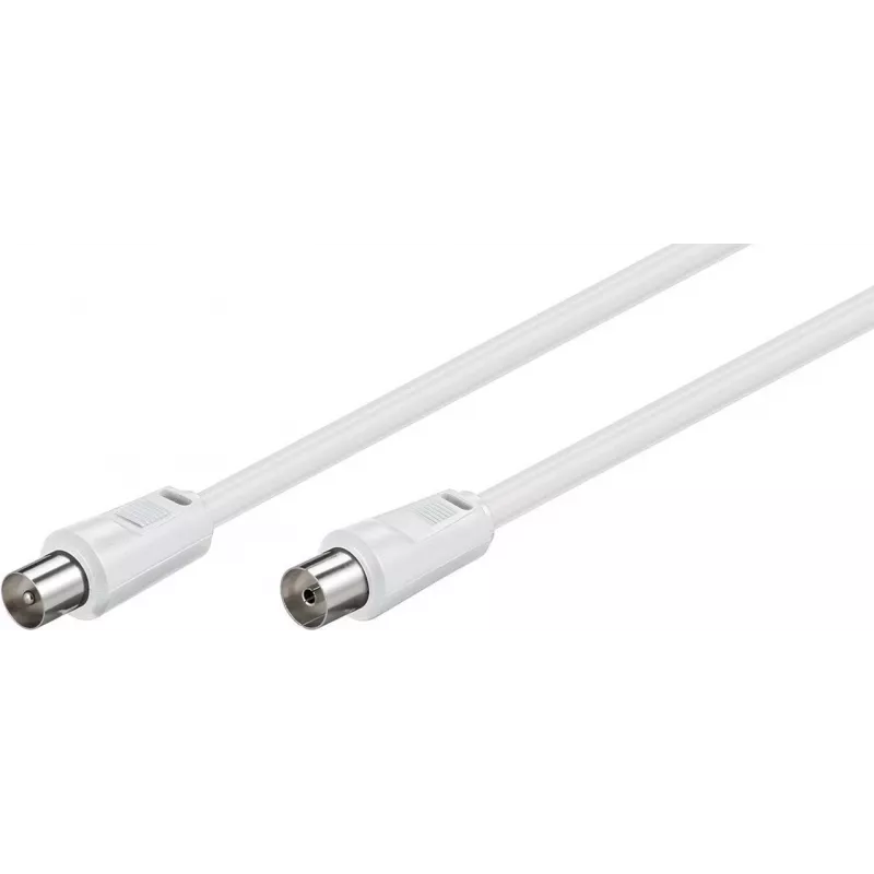 Wentronic Goobay cable de antena, 100% apantallado, blanco, 1,5 m - conector macho coaxial a conector hembra coaxial (50717)
