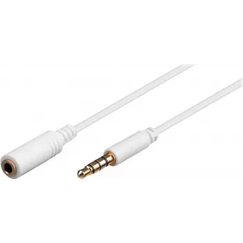 Wentronic Goobay cable alargador de jack de 3,5 mm, blanco, 0,5 m, TRRS 4 pines, conector macho a conector hembra 62359
