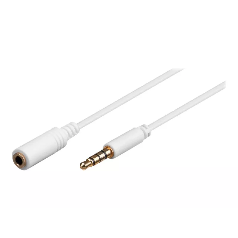 Wentronic Goobay cable alargador de jack de 3,5 mm, blanco, 0,5 m, TRRS 4 pines, conector macho a conector hembra 62359