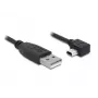 Delock cable USB 2.0 USB-A macho a Mini USB-B 5 pines macho acodado, 1m, negro 82681
