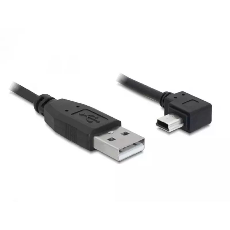 Delock cable USB 2.0 USB-A macho a Mini USB-B 5 pines macho acodado, 1m, negro 82681