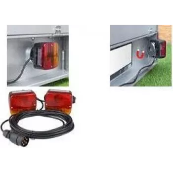 IWH set de pilotos traseros para remolque con base magnética, 6 funciones, 12V, 2 pilotos traseros universales para remolques, coches, camiones, caravanas – 1 unidad (010219)