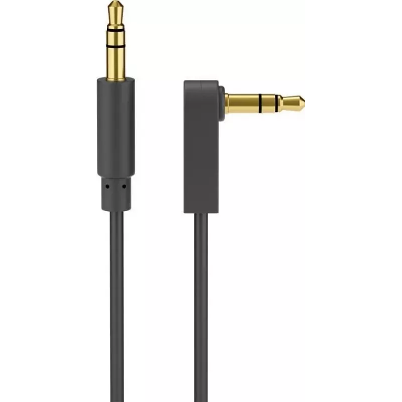 Wentronic Goobay cable jack estéreo de 3,5 mm, 1 m, negro, recto a acodado 90°, conector a conector 67783