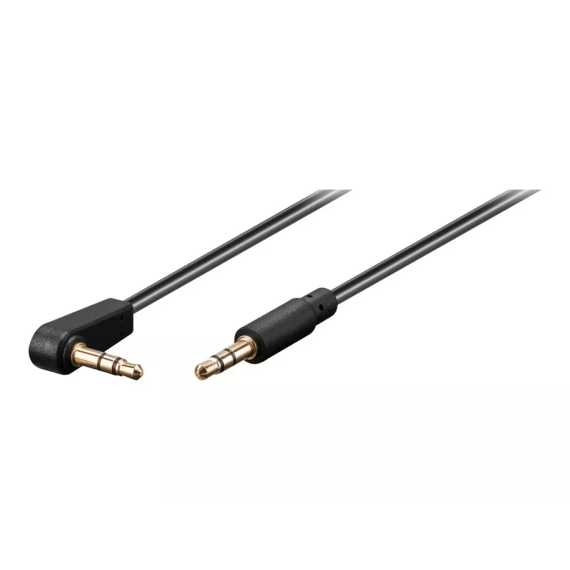 Wentronic Goobay cable jack estéreo de 3,5 mm, 1 m, negro, recto a acodado 90°, conector a conector 67783