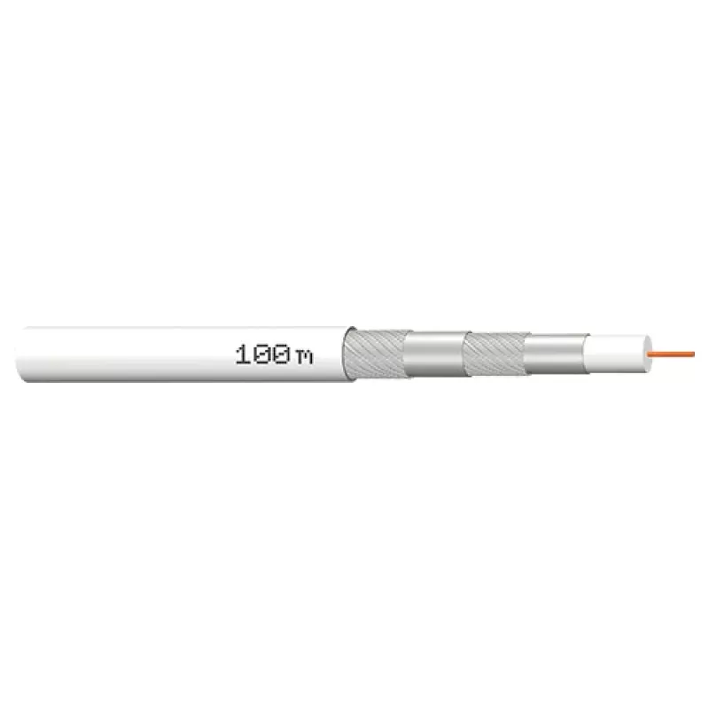 Megasat cable coaxial 100 m, apantallado de cuatro capas, 120 dB, 75 ohmios, F-Type Ready 100066