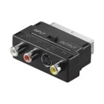 Wentronic AVK 196 Adaptador SCART a 3x RCA + S-Video, conector macho a conector hembra, negro 50123