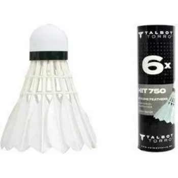TALBOT torro Volante de bádminton Hit 750, lento, blanco - pluma natural clásica con base de corcho - 1 unidad 479082