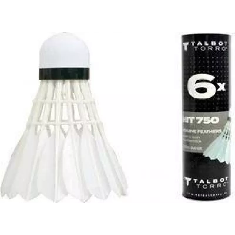TALBOT torro Volante de bádminton Hit 750, lento, blanco - pluma natural clásica con base de corcho - 1 unidad 479082