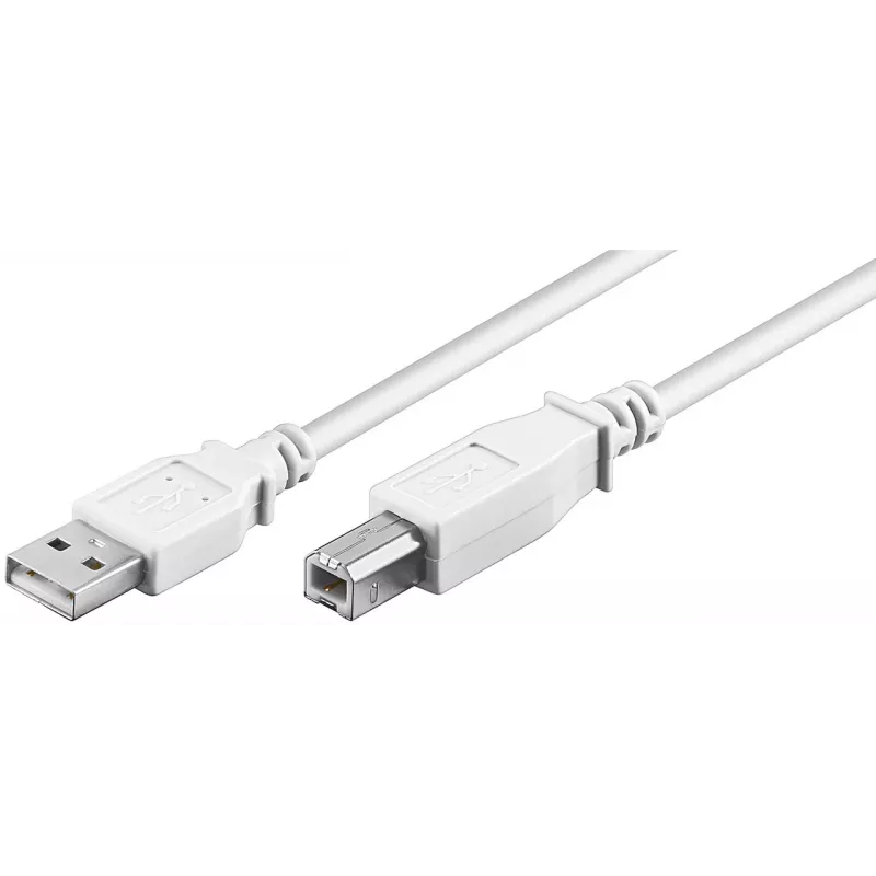 Wentronic 96186 Cable USB 2.0, conector USB-A macho a conector USB-B macho, 1,8 m, blanco