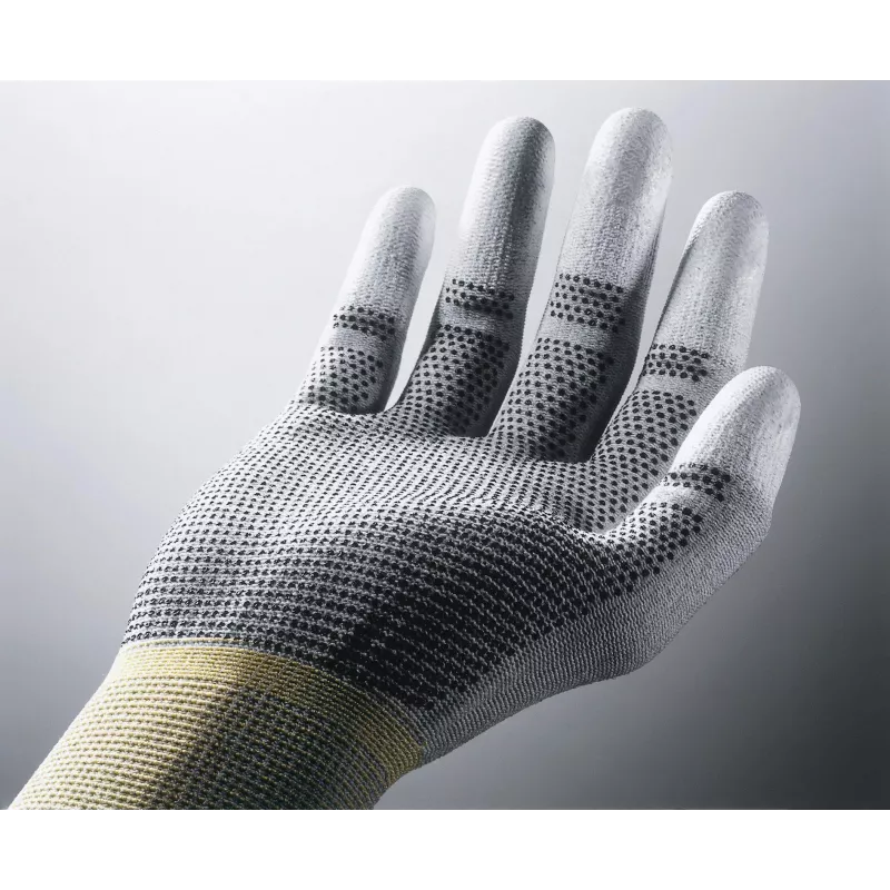 Uvex Unipur Carbon Guantes de trabajo de protección de punto de nylon, talla 10, gris/negro, recubrimiento de PU en palma, antiestáticos 6055610