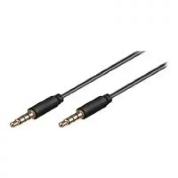 Wentronic Goobay Cable de conexión de jack 3,5 mm, negro, 2 m - conector de jack 3,5 mm (4 pines, estéreo) a conector de jack 3,5 mm (4 pines, estéreo) (63830)