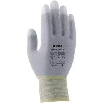 Uvex Unipur Carbon Guantes de trabajo de protección de punto de nylon, palma y puntas de los dedos recubiertas de PU, seguridad ESD, talla 8 6055608