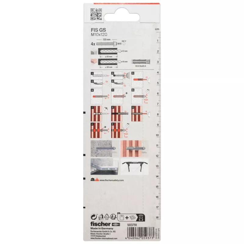 Fischer FIS GS M10 x 120 K NV anclaje roscado 120 mm, acero galvanizado, 1 ud. 503791