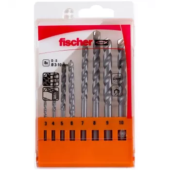 Fischer D-S 543027 set de brocas helicoidales para piedra 8 piezas
