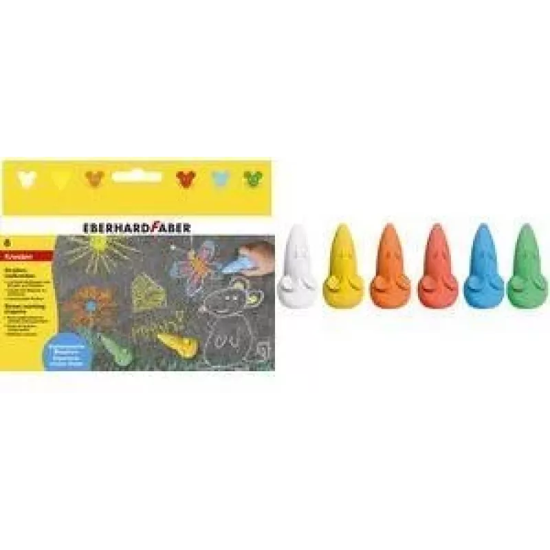 FABER-CASTELL EBERHARD FABER tiza de calle ratón, caja de cartón de 6 piezas, forma ergonómica de ratón, colores vivos, soluble en agua - 1 unidad (526561)