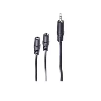 shiverpeaks BASIC-S cable adaptador de audio en Y, conector estéreo de 3,5mm a 2 conectores hembra estéreo de 3,5mm, 0,2m, negro BS30761