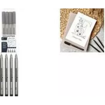 Faber-Castell EBERHARD FABER estilógrafos pigmentados negros set de 4 piezas (0,1, 0,3, 0,5, 0,7 mm) resistente al agua resistente a la luz permanente 558104