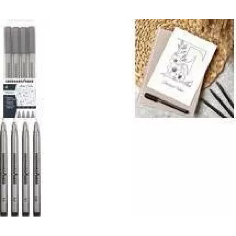 Faber-Castell EBERHARD FABER estilógrafos pigmentados negros set de 4 piezas (0,1, 0,3, 0,5, 0,7 mm) resistente al agua resistente a la luz permanente 558104