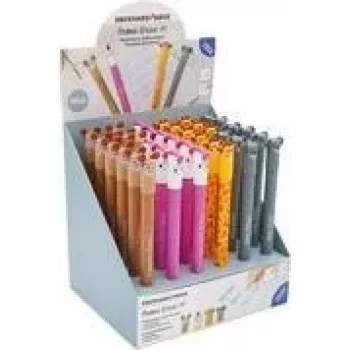 FABER-CASTELL EBERHARD FABER Animal Erase it! expositor de bolígrafos de gel, 36 bolígrafos, tinta azul, 0,7 mm, borrable, recargable 560109