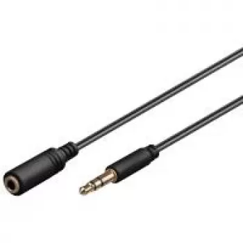Wentronic Goobay cable alargador de jack de 3,5mm, negro, 1 m - conector macho de 3,5mm a conector hembra de 3,5mm, estéreo (97113)