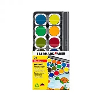 Faber-Castell Eberhard Faber caja de acuarelas Winner, 24 colores vivos, tapa transparente extraíble sirve como paleta de mezcla 578324