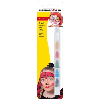 FABER-CASTELL EBERHARD FABER lápiz de maquillaje 6 en 1, 6 colores en 1 lápiz, alta cobertura, para contornos finos y motivos grandes (579030)