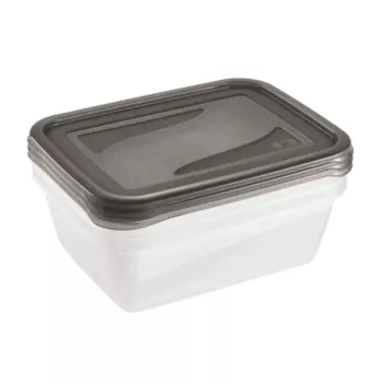 keeeper fredo fresh Set de recipientes de conservación, 3x 1,25 L, rectangulares, base transparente con tapa gris 3067582700000