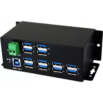 EXSYS EX-1112HMS Hub industrial USB 3.2 Gen 1 de 12 puertos para carril DIN
