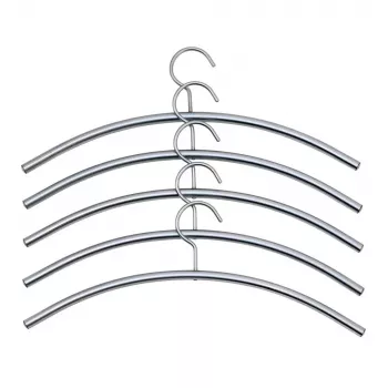 KERKMANN Perchas de acero, aluminio plateado, 10 mm de grosor, 460 mm de largo, curvadas, 5 uds. (6219)