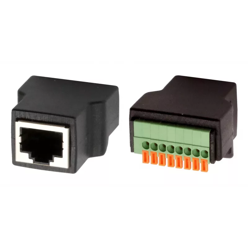 EXSYS EX-49112 Adaptador RJ45 hembra a bloque de terminales de 8 pines con pulsador, CAT.5e