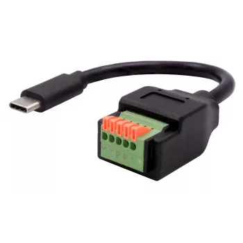 EXSYS Cable adaptador USB-C macho a bloque de terminales de 5 pines con pulsador, USB 2.0, 15 cm EX-49123