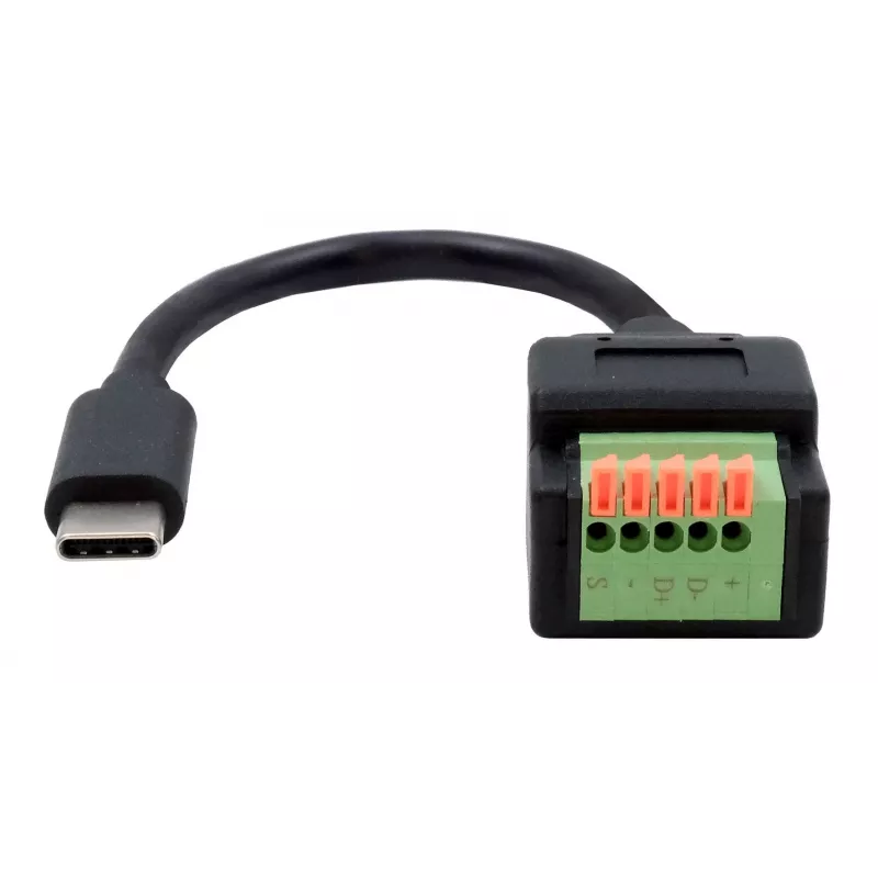 EXSYS Cable adaptador USB-C macho a bloque de terminales de 5 pines con pulsador, USB 2.0, 15 cm EX-49123
