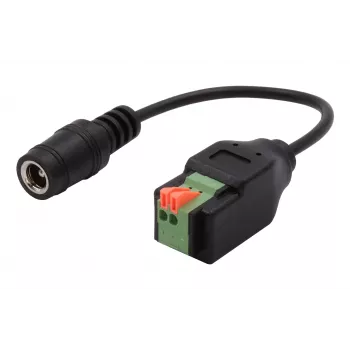 EXSYS Cable adaptador conector hembra DC 5,5x2,1mm a bloque de terminales de 2 polos con pulsador, 15cm EX-49141