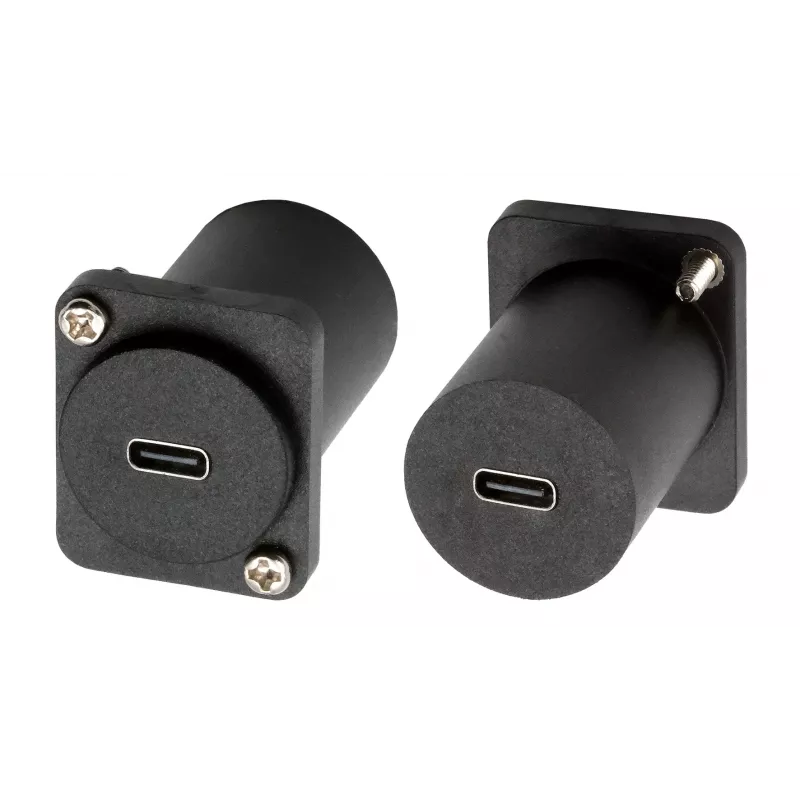 EXSYS Adaptador USB-C hembra a hembra tipo D, USB 3.2 Gen 1, montaje en panel, negro (EX-49158)