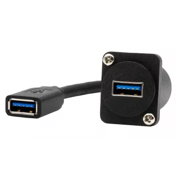 EXSYS EX-49165 Cable adaptador USB-A hembra a hembra tipo D para empotrar, USB 3.2 Gen 1, 20 cm