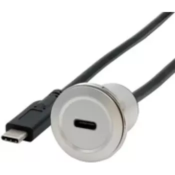EXSYS EX-49183 Adaptador de empotrar metálico, USB-C hembra a macho, USB 3.2 Gen 1, 30 cm