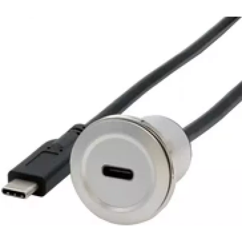 EXSYS EX-49183 Adaptador de empotrar metálico, USB-C hembra a macho, USB 3.2 Gen 1, 30 cm