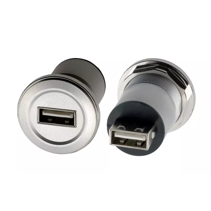 EXSYS EX-49191 Adaptador USB 2.0 para empotrar, USB-A hembra a USB-A hembra, metal