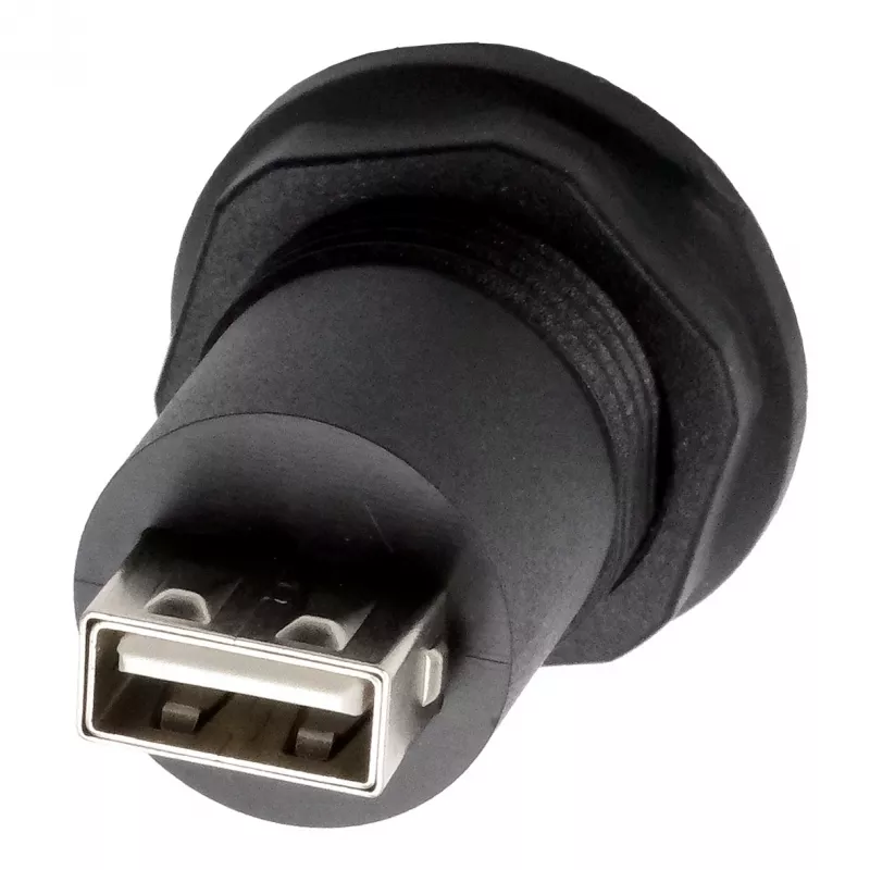 EXSYS EX-49212 Adaptador USB 2.0 para empotrar, USB-A hembra a USB-A hembra, negro