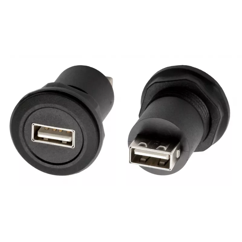 EXSYS EX-49212 Adaptador USB 2.0 para empotrar, USB-A hembra a USB-A hembra, negro