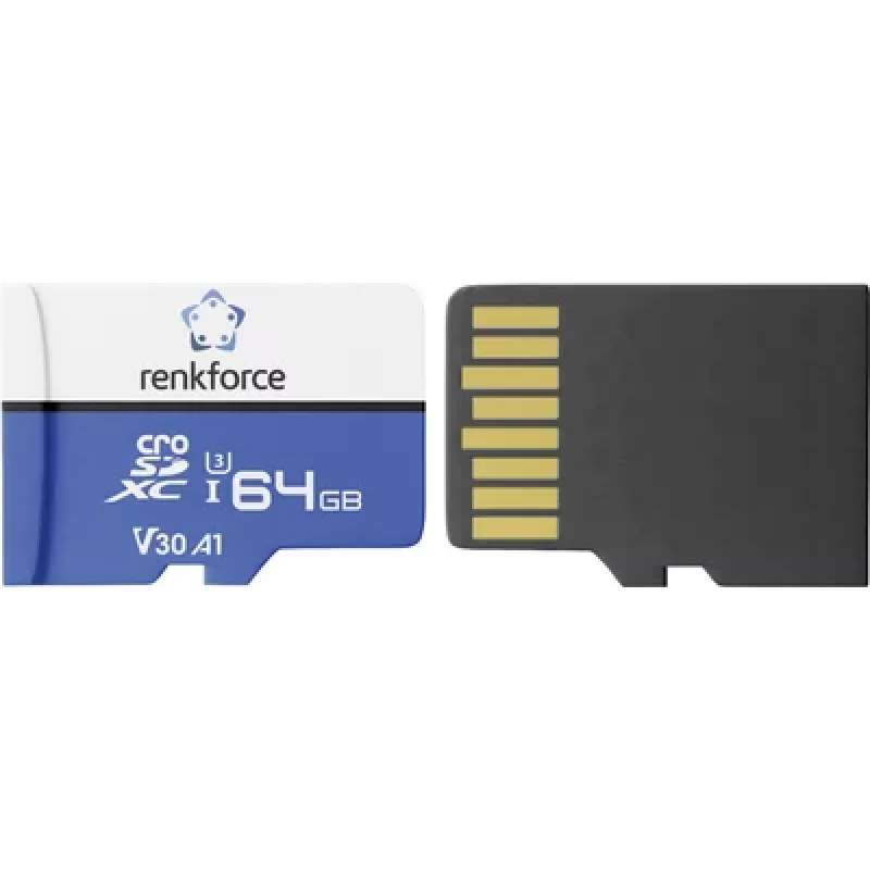 Renkforce RFEmSD64 tarjeta de memoria microSDXC 64 GB A1 V30 U3 Class 10 con adaptador SD RF-7488704