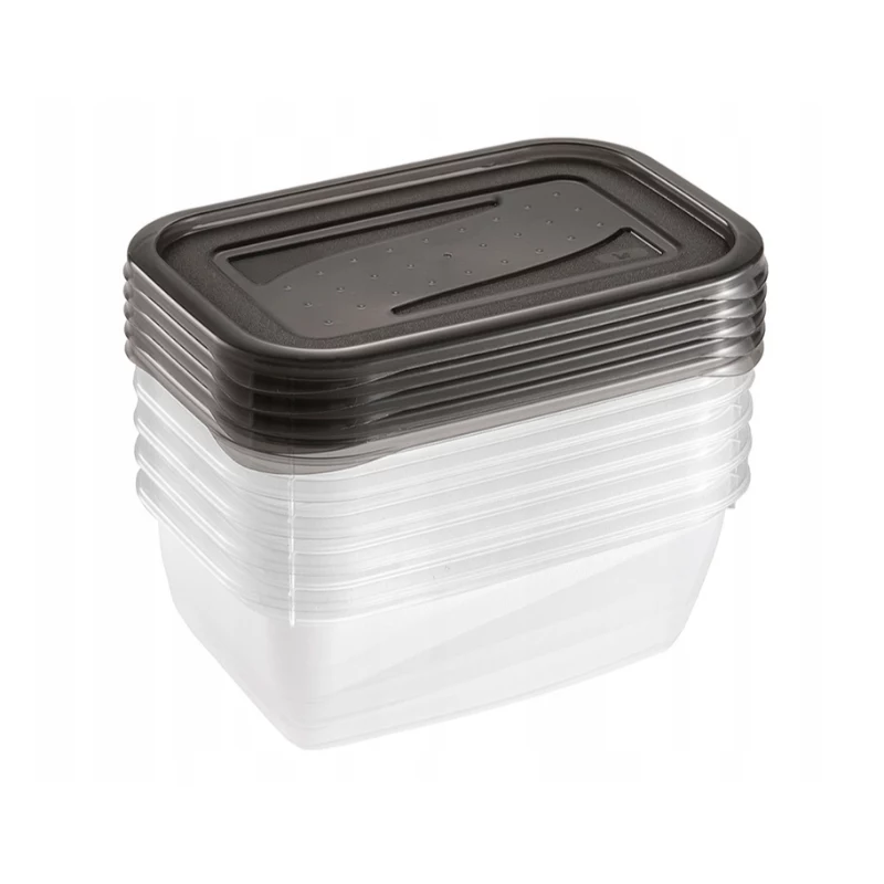keeeper fredo fresh set de recipientes de almacenamiento de alimentos, 5x 0,5 L, rectangular, transparente con tapas grises 3067282700000