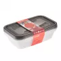 keeeper fredo fresh set de recipientes de almacenamiento, 3 x 2,4 L, rectangular, transparente con tapas grises 3067982700000