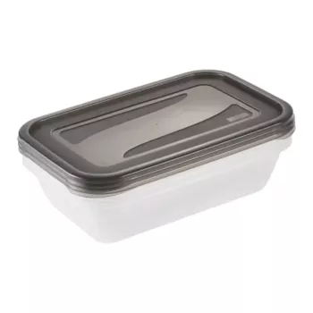 keeeper fredo fresh set de recipientes de almacenamiento, 3 x 2,4 L, rectangular, transparente con tapas grises 3067982700000