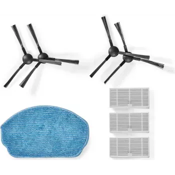 Nedis WIFIVCB01 kit de mantenimiento para robot aspirador – 2 filtros HEPA, 2 cepillos laterales, cepillo principal, herramienta de limpieza
