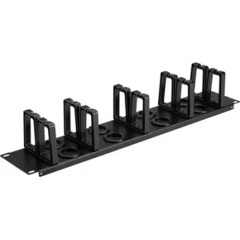 Renkforce RF-7116968 panel de gestión de cables para rack de 19 pulgadas 2U soportes giratorios 360° negro