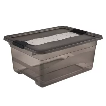 keeeper Cornelia caja de almacenamiento, 12 L, gris cristal transparente, con tapa deslizante 1094182700000